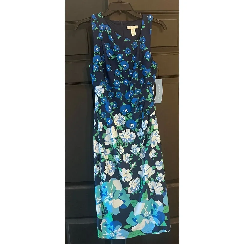London Times Sleeveless, Asymmetric Neck, Pleated Midi - 4
